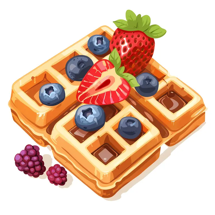 Delicious Waffles with Fresh Berries