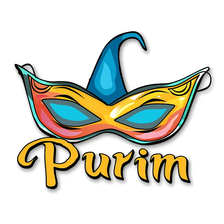Colorful Purim Mask with Hat