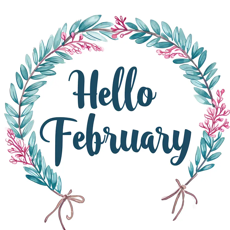 Hello February with Green Wreath