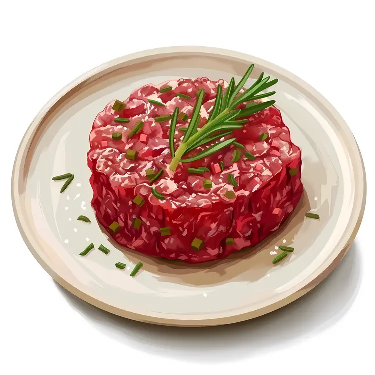 Beef Tartare with Herbs on Plate