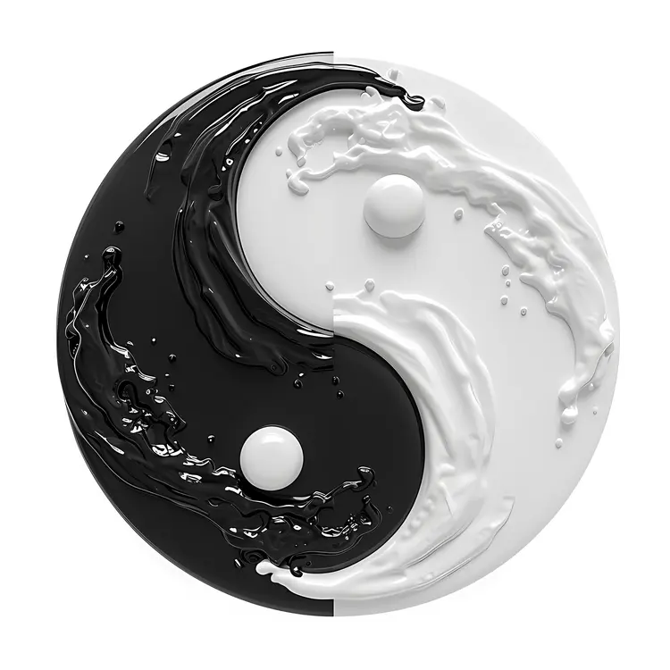 Yin Yang Symbol with Liquid Texture