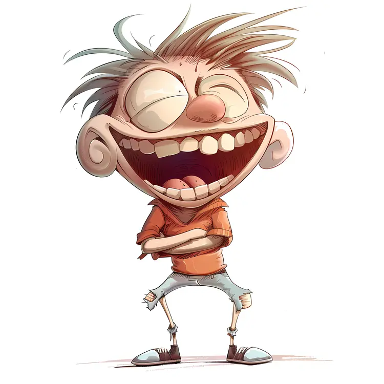 Laughing Boy with Big Smile and Spiky Hair