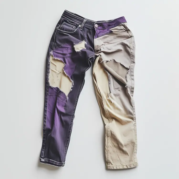 Ripped Jeans with Two Colors