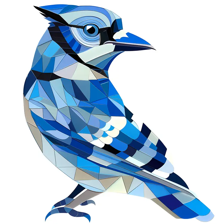 Geometric Blue Bird Illustration