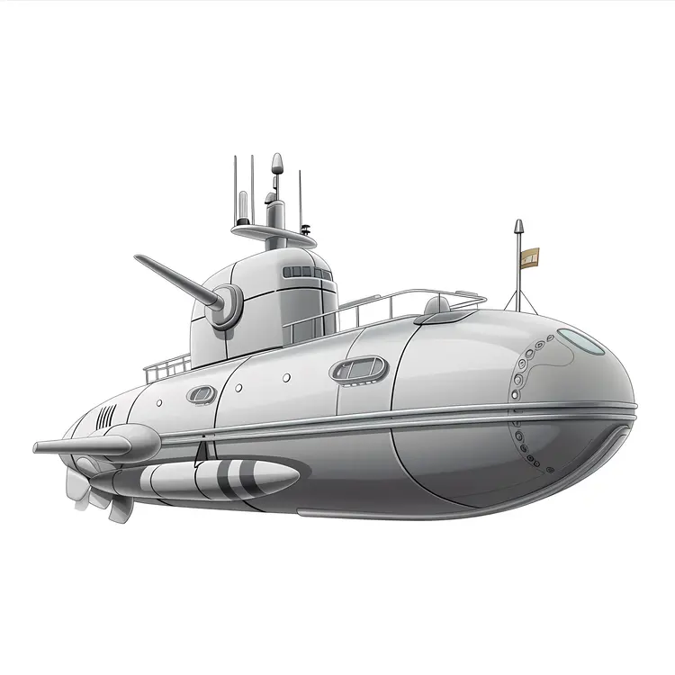 Gray Submarine Illustration