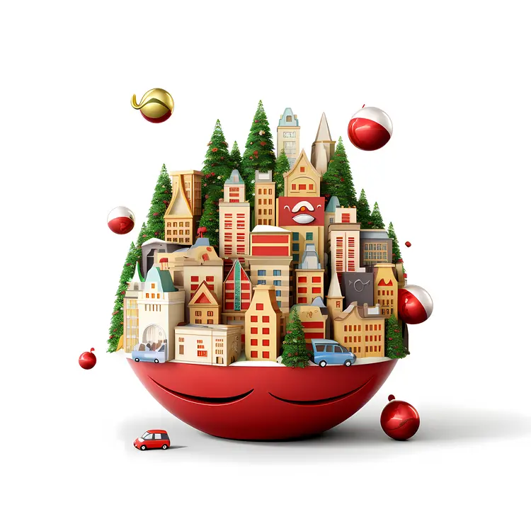 Festive Miniature Cityscape with Colorful Buildings