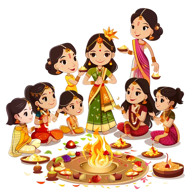 Women Celebrating Around Fire