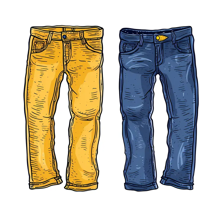 Yellow and Blue Jeans Illustration