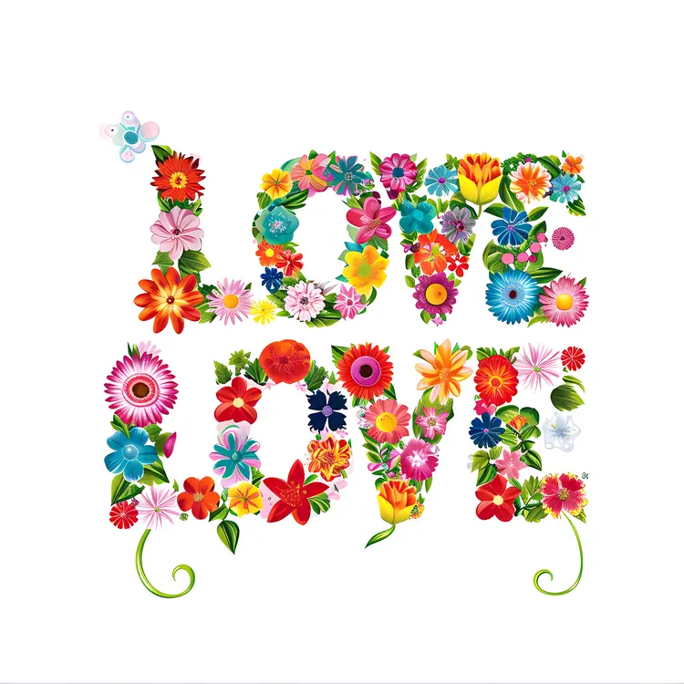 Floral LOVE Text Art