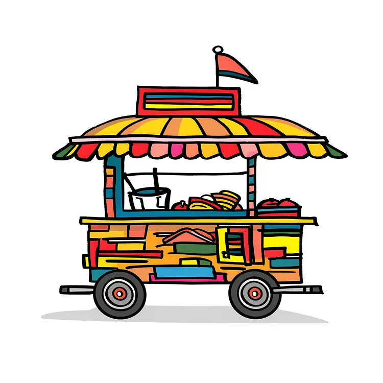Colorful Food Cart Illustration