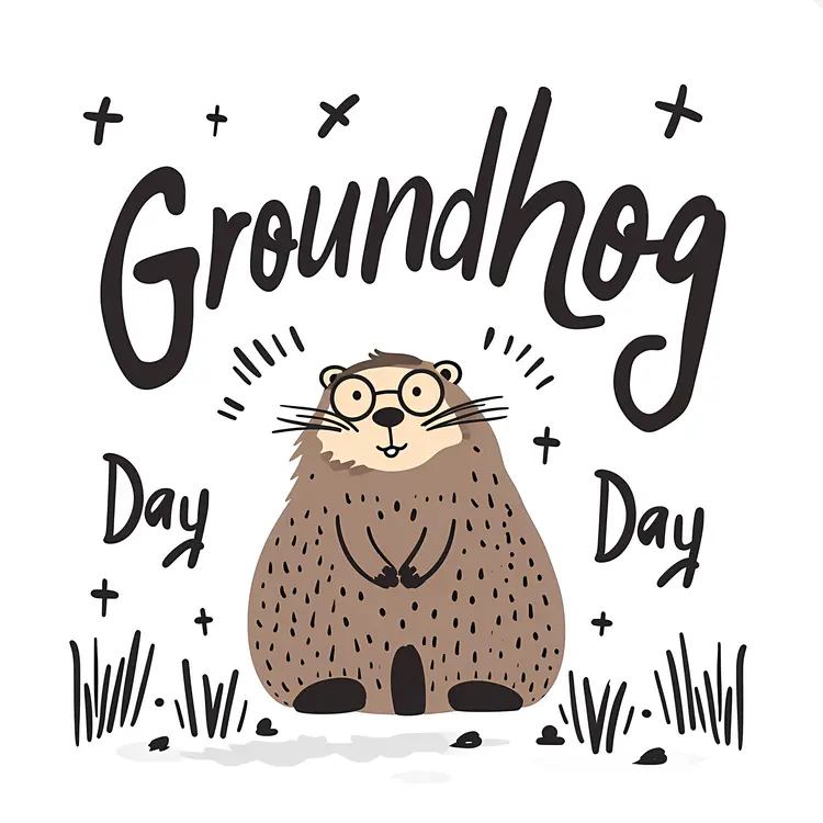 Groundhog with Glasses for Groundhog Day
