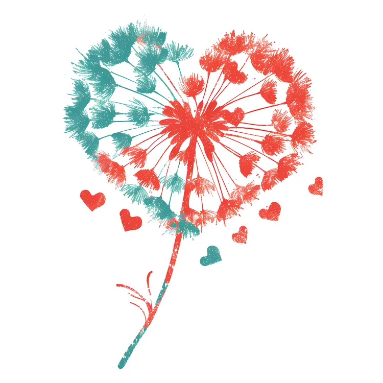 Red and Blue Heart-shaped Dandelion