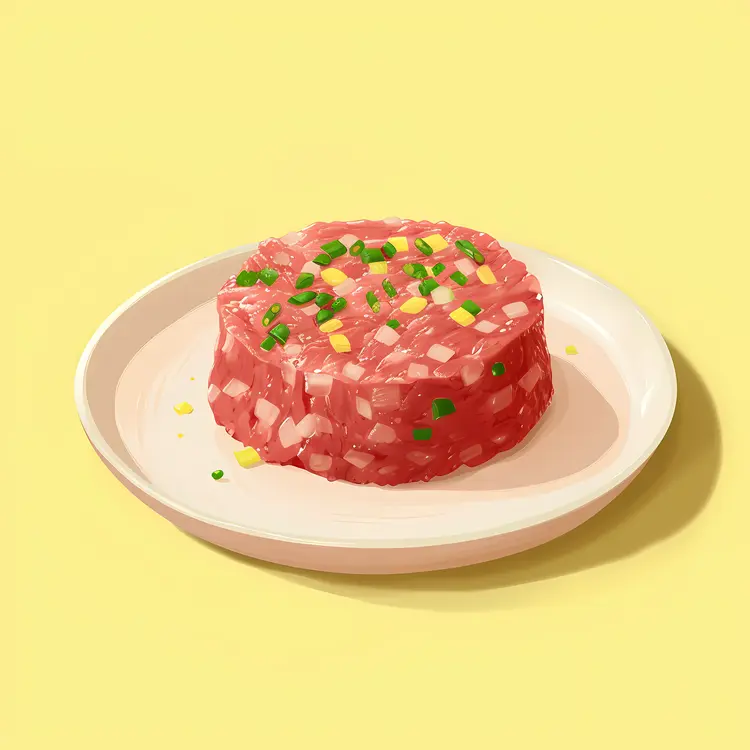 Beef Tartare with Herbs on Plate