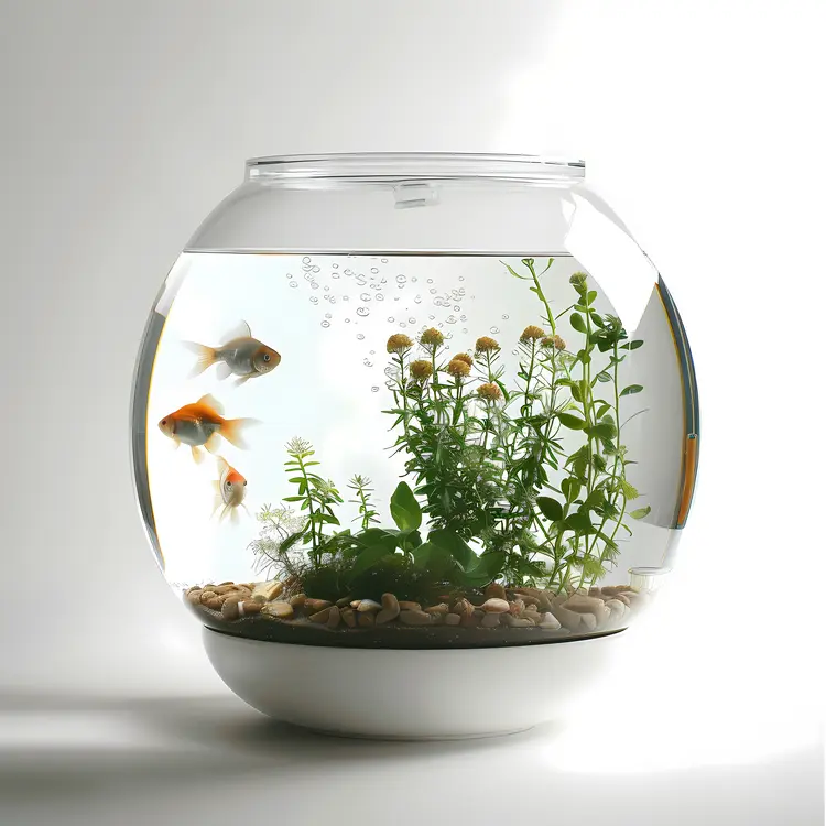 Fish Bowl with Plants and Pebbles