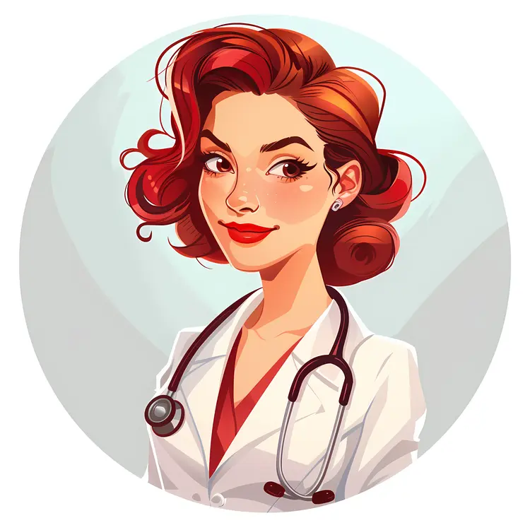 Female Doctor with Red Hair and Stethoscope
