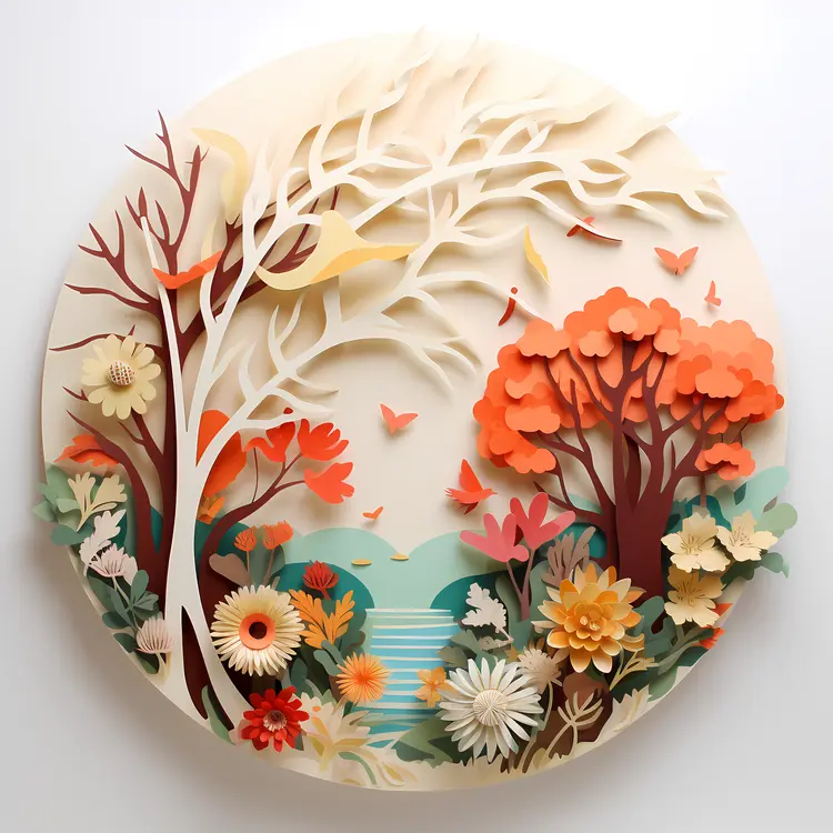 Colorful Paper Trees and Flowers