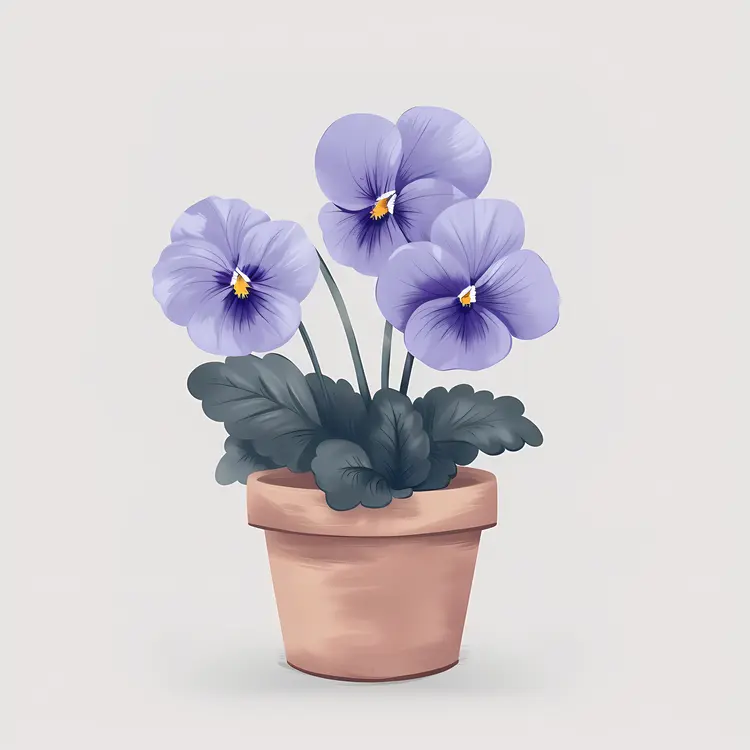 Potted Flowers with Purple Petals