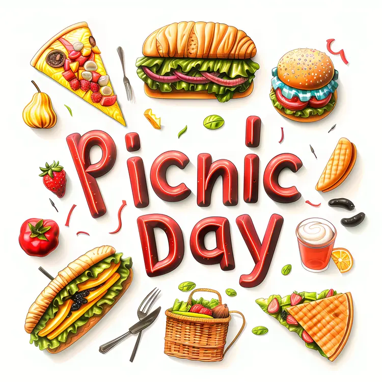 Picnic Day Typography with Various Foods