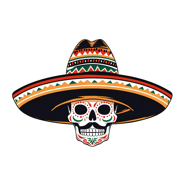 Skull with Sombrero for Day of the Dead