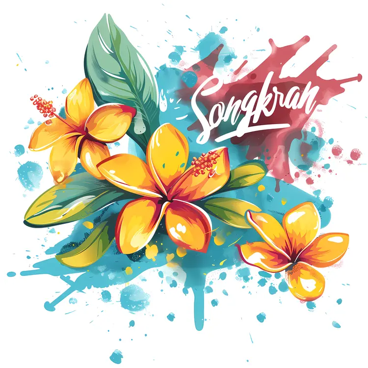 Songkran Festival with Yellow Flowers