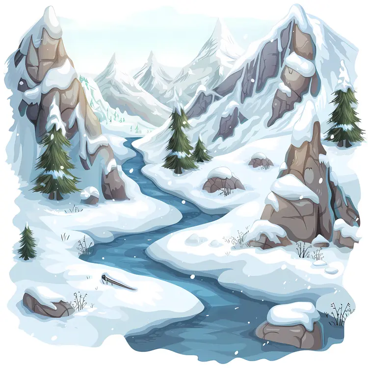 Snowy River in Mountain Landscape