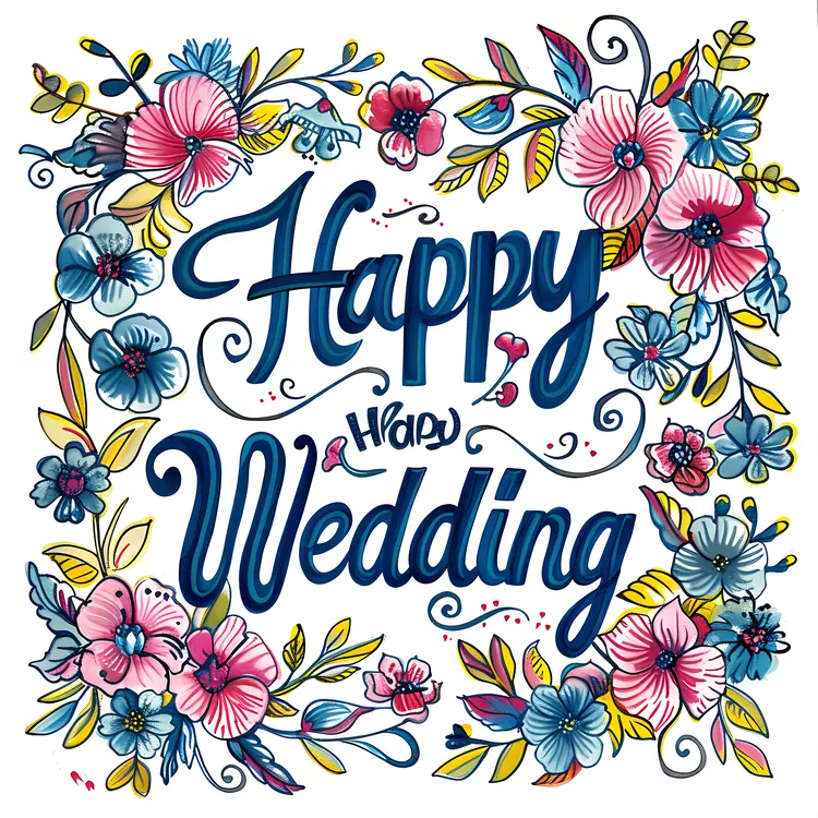 Floral Happy Wedding Greeting Card