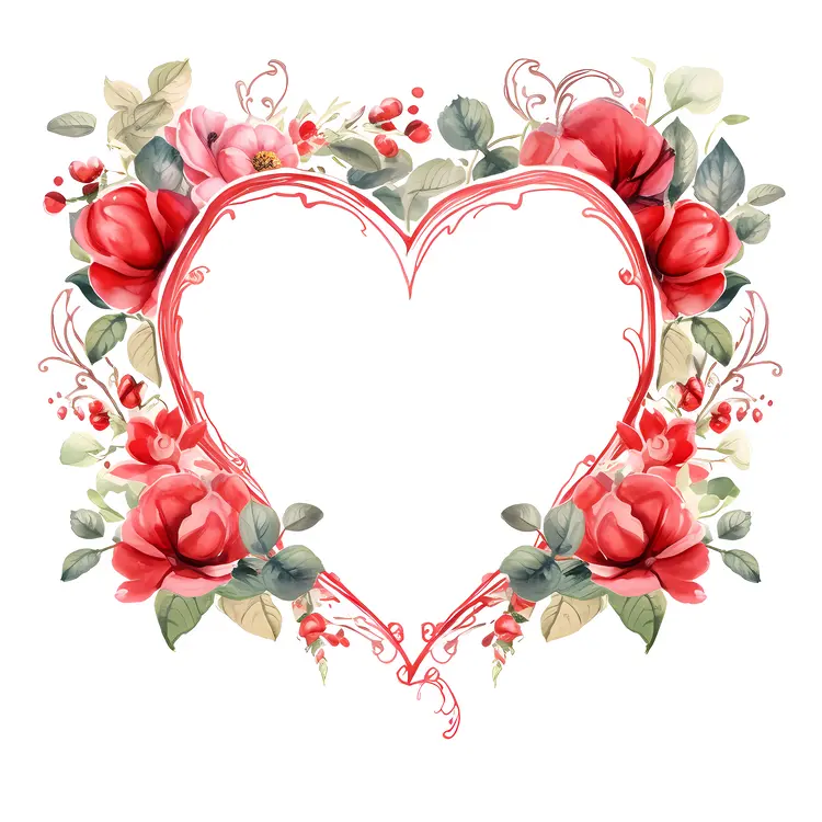 Delicate Heart-Shaped Floral Frame