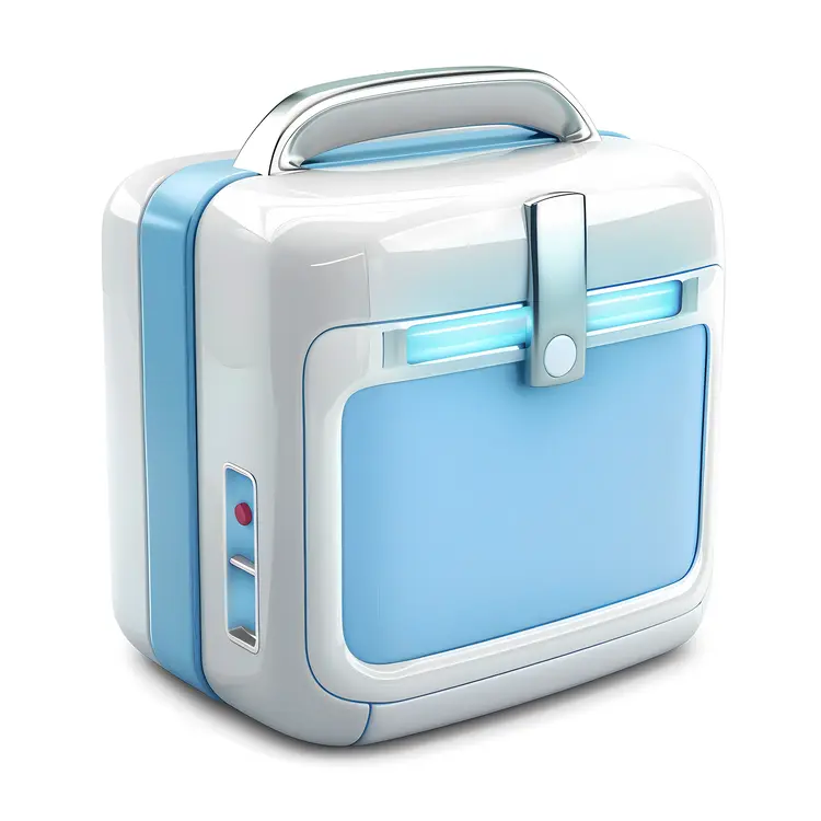 Portable White and Blue Cooler