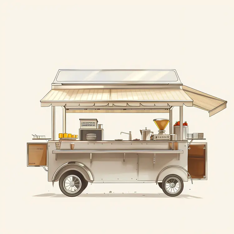 White Food Cart for Street Food