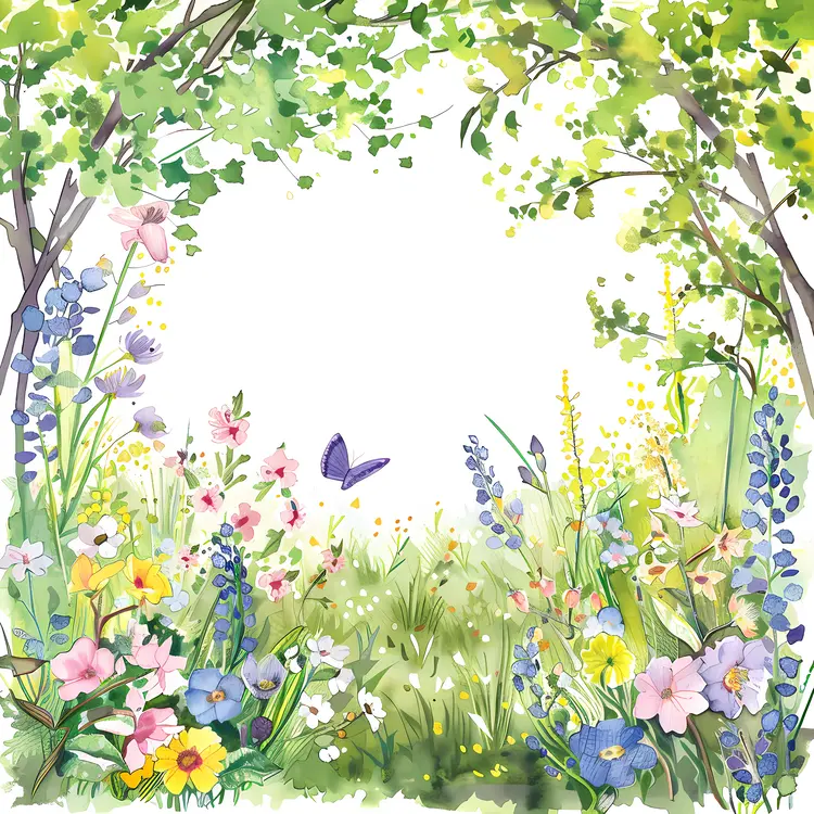 Wildflowers with Butterfly in a Meadow