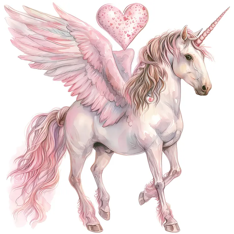 Winged Unicorn with Heart