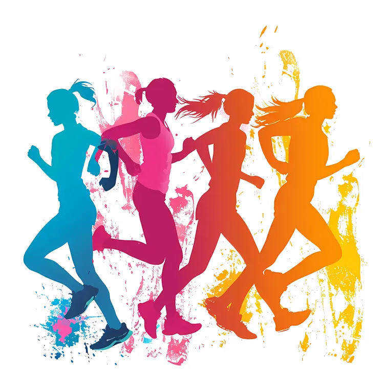 Colorful Silhouettes of Runners