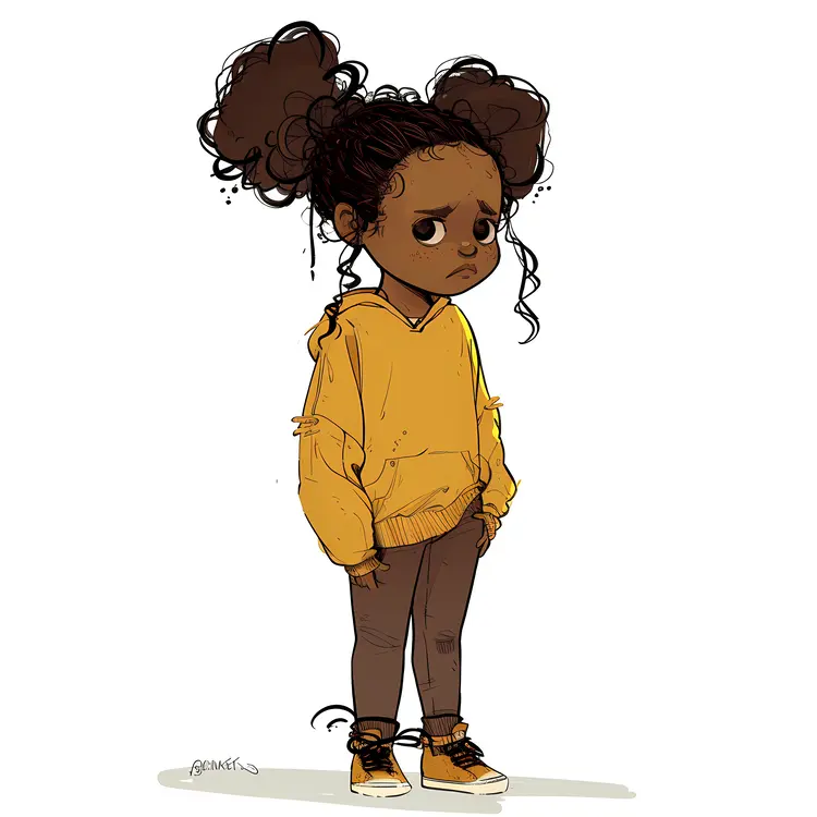Cute Girl in Yellow Hoodie Illustration