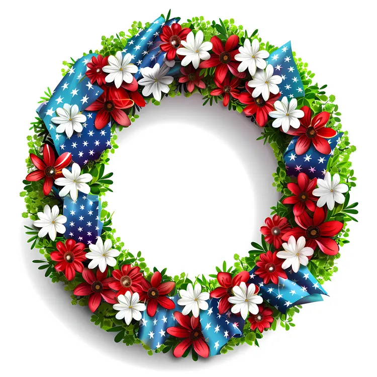 Patriotic Wreath with American Flag