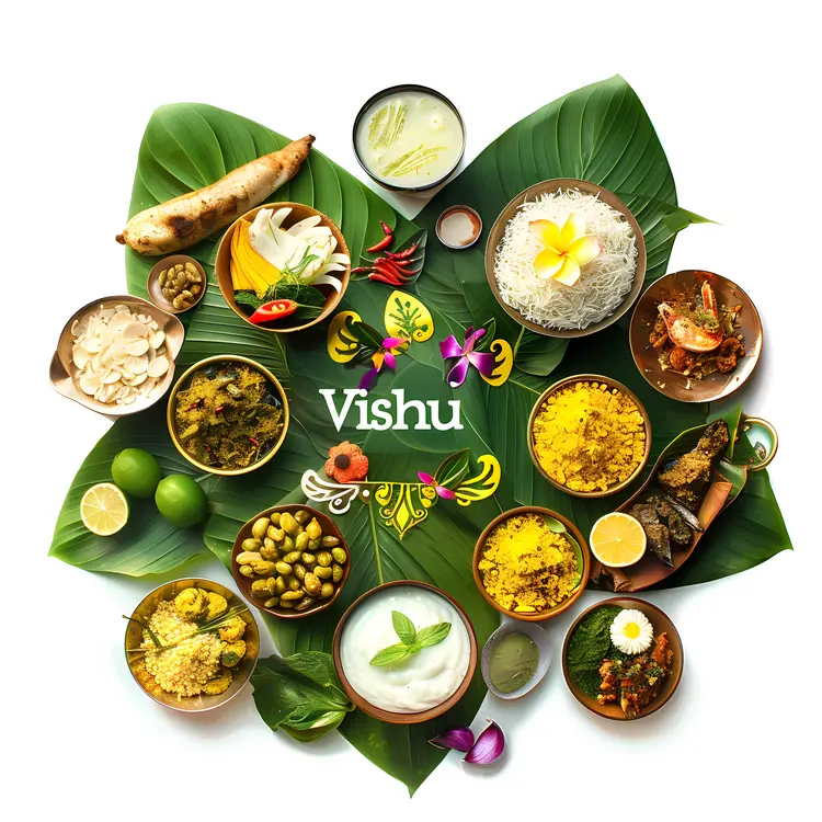 Traditional Vishu Feast on Banana Leaves