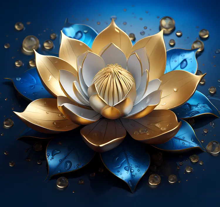 Golden Blue Lotus in Bloom