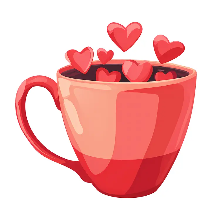 Red Cup with Floating Hearts