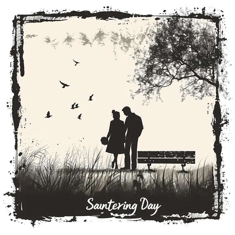 Couple Standing by a Bench for Sauntering Day