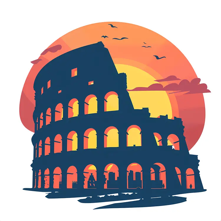 Colosseum at Sunset Illustration