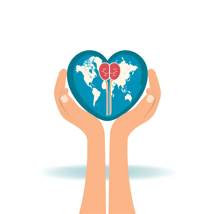 Kidneys and Heart in Hands Illustration