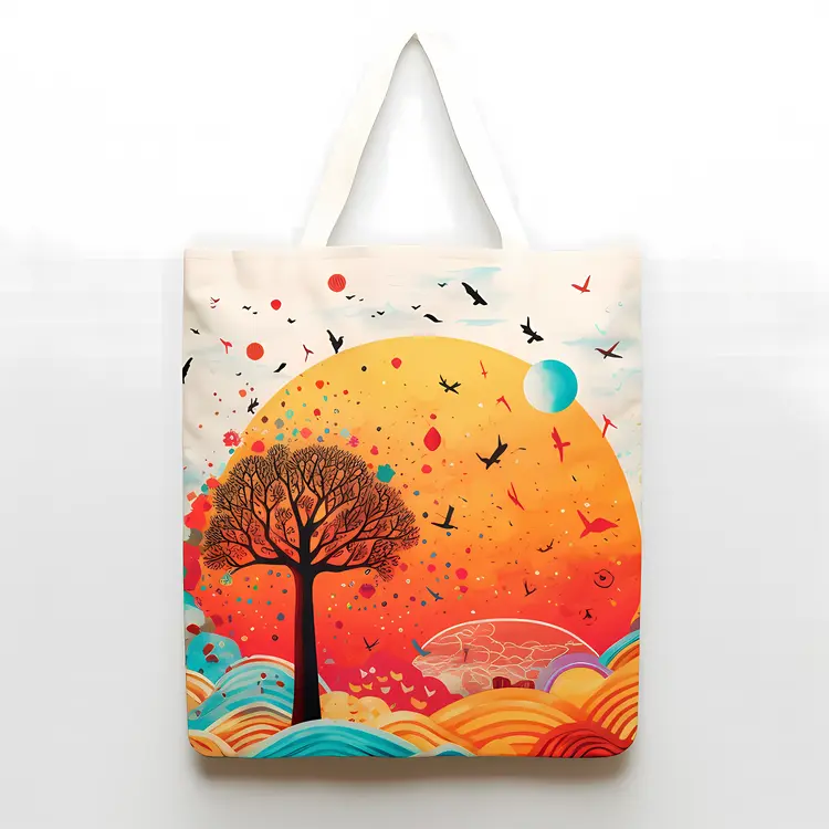 Colorful Tree and Sun in Nature