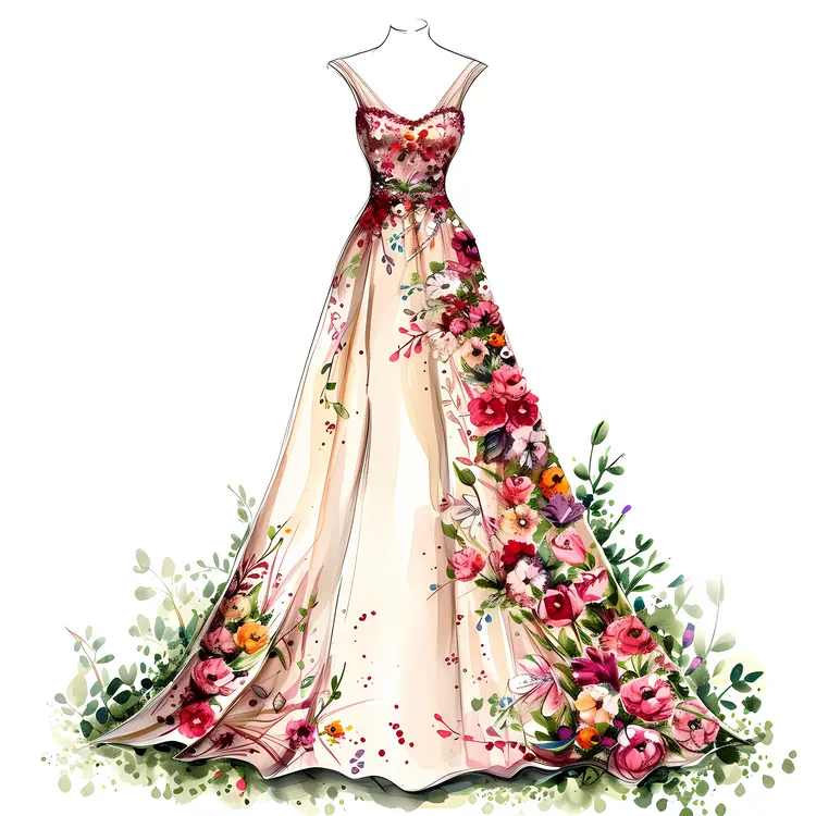 Elegant Floral Long Dress