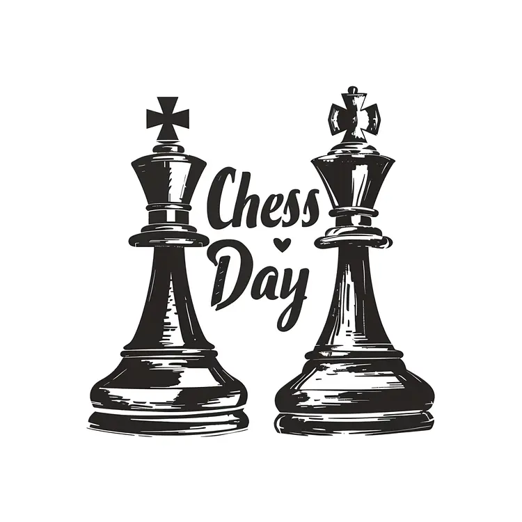 Chess Day King and Queen Pieces