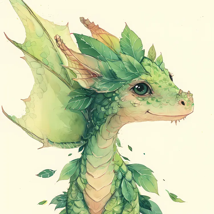 Cute Leafy Dragon with Green Leaves