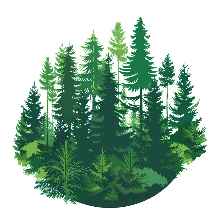 Dense Forest Trees Illustration