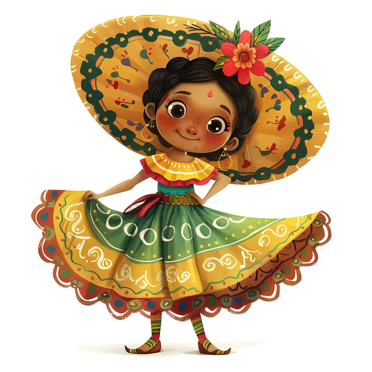 Girl in Colorful Mexican Dress