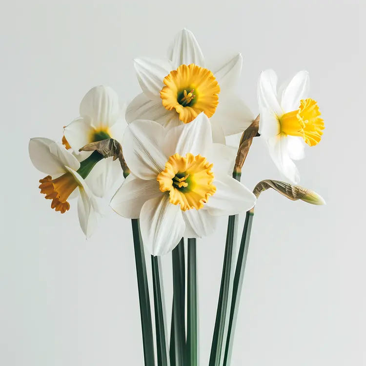 Beautiful White and Yellow Daffodils in Bloom