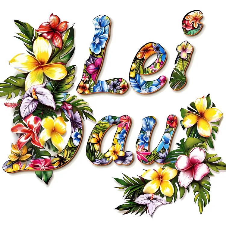 Lei Day Floral Text