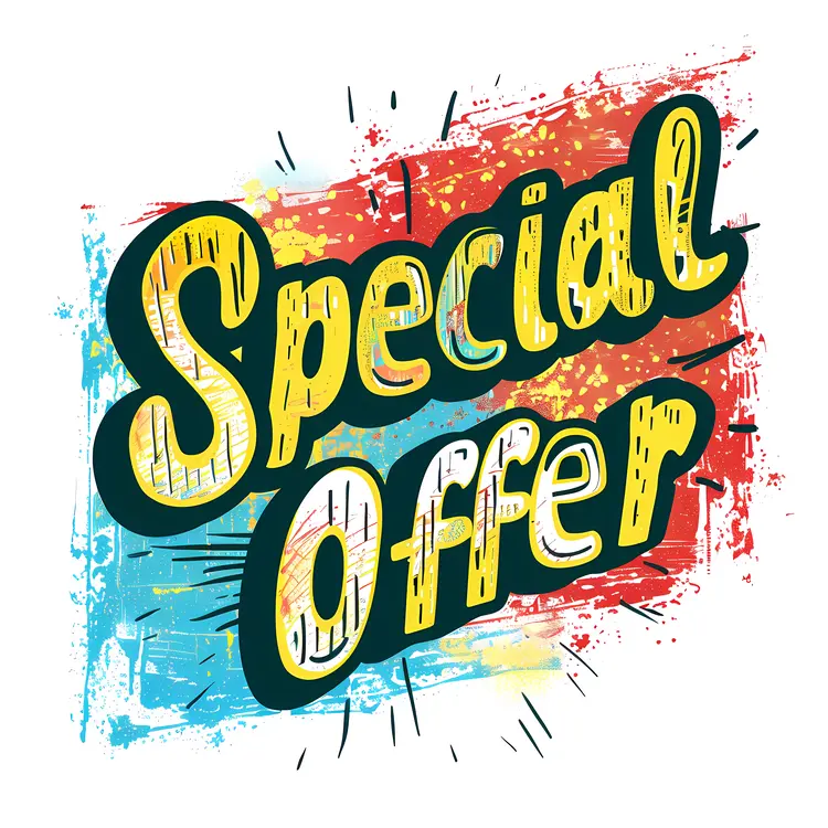 Grunge Style Special Offer Text with Colorful Background