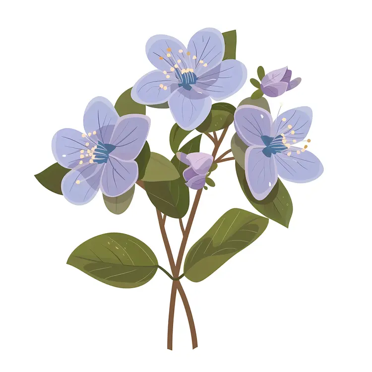 Beautiful Purple Flowers with Green Leaves